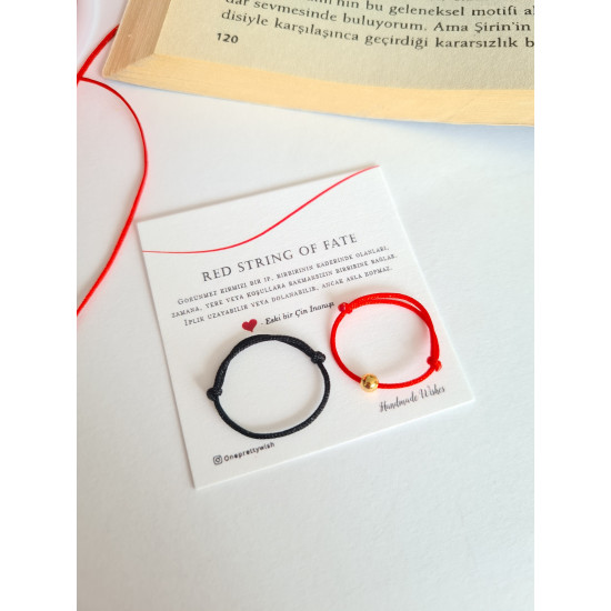 Kırmızı İp Red String Of Fate Çift Yüzük 