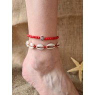 Kaplumbağa Deniz Kabuğu Kombin Halhal Kırmızı 