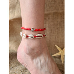 Kaplumbağa Deniz Kabuğu Kombin Halhal Kırmızı 