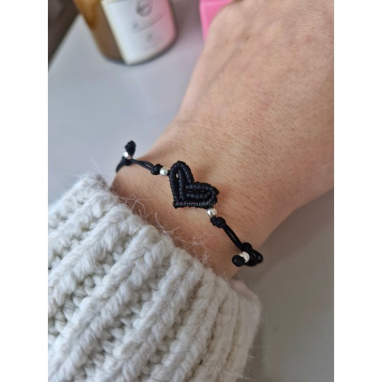 Makrome Kalp Çift Bilekliği 925 Ayar Gümüş