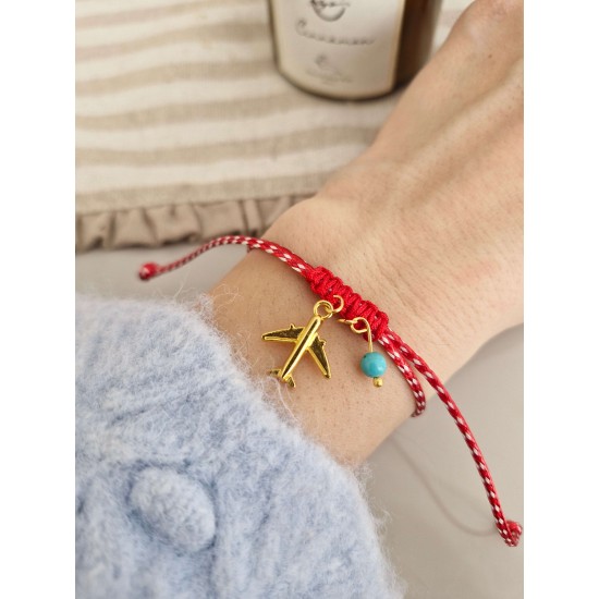 Marteniçka Uçak Model Turkuaz Taşlı Bileklik