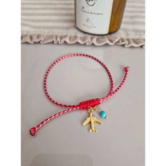 Marteniçka Uçak Model Turkuaz Taşlı Bileklik