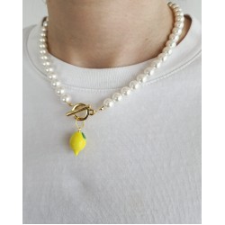 Limon Murano İnci Kolye