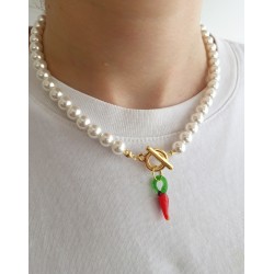 Şans Biberi Murano İnci Kolye