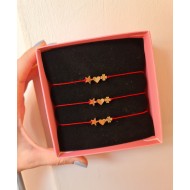 Yıldız Yonca Kalp Sembollü Üçlü Şans Bilekliği