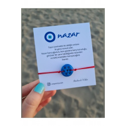 Süryani Taşlı Kırmızı İp Bileklik 7 Gözlü