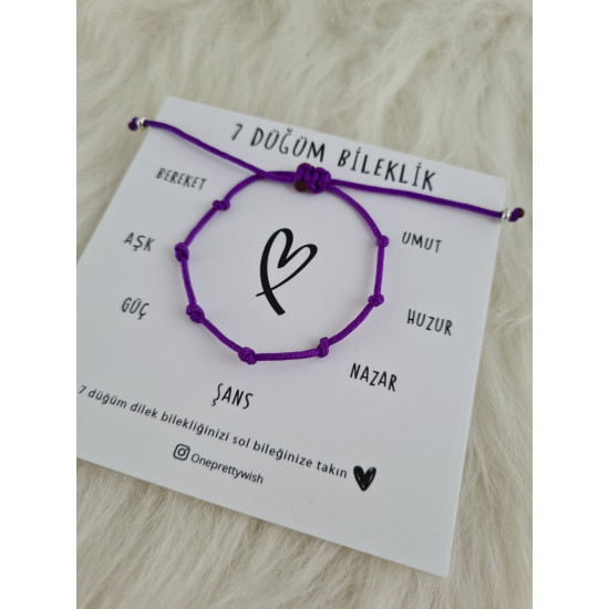 Mor 7 Düğüm Bileklik