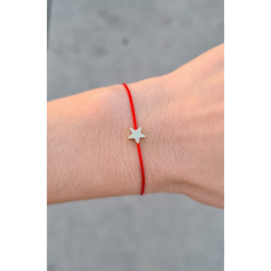 Yıldız Sembol Kırmızı İp Bileklik
