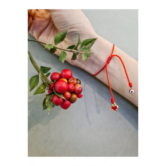 Kırmızı İp Kalp Nazar Bileklik