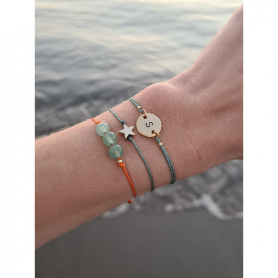 Aventurin Doğal Taşlı Harfli Yıldız Kombin Bileklik