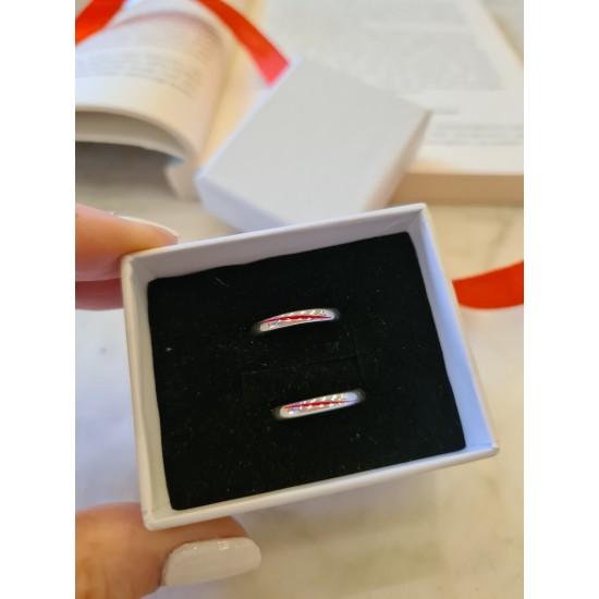 Red String Çift Yüzük 925 Gümüş