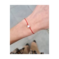 Sedef Taş Yıldız Kırmızı İp  Bileklik