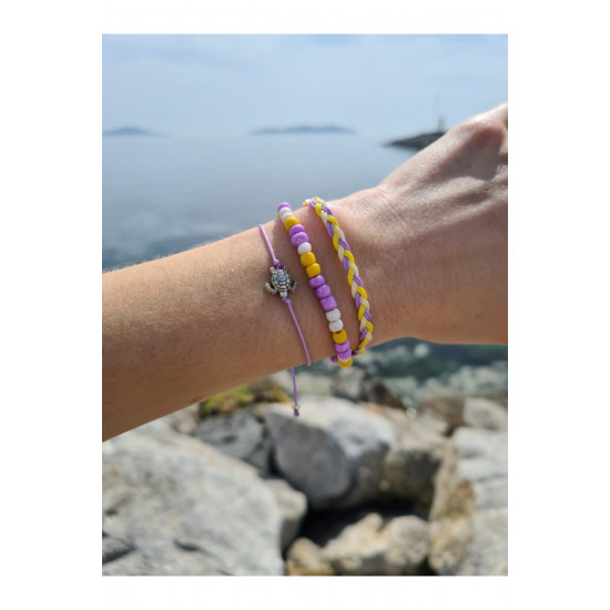 Kaplumbağa Bileklik Kombin Lila Sarı