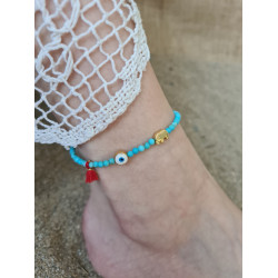 Turkuaz Taş Nazar Fil Sembolü Halhal