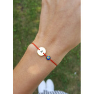 Kişiye Özel Harfli ve Nazar Boncuklu İpli Bileklik