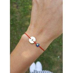 Kişiye Özel Harfli ve Nazar Boncuklu İpli Bileklik