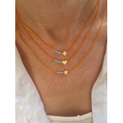 Turuncu İp Mavi Boncuk Sembol Kolye