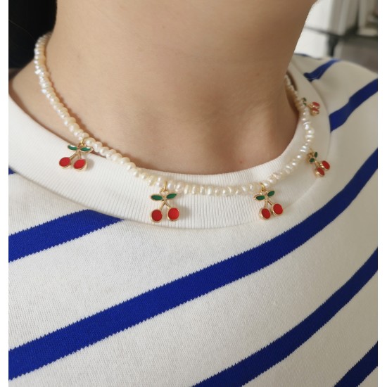 Kiraz Doğal İnci Kolye