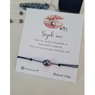 Siyah İnci Lacivert İpli Şans Bilekliği