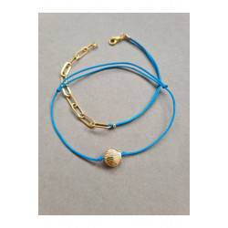 Mavi İpli Gold Zincir Kombin Halhal