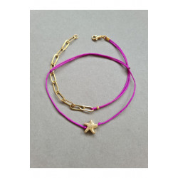 Mor İpli Gold Zincir Kombin Halhal