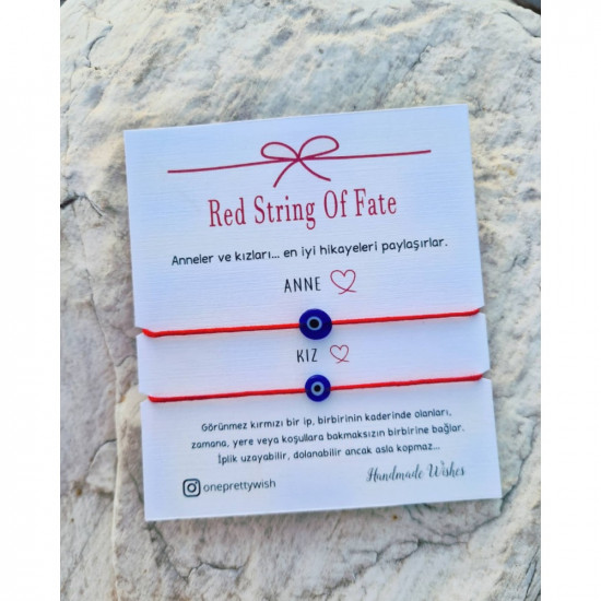 Anne Kız Red String Kombin Nazar Çift Bileklik