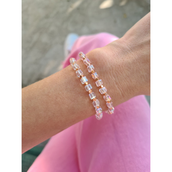 Kristal Taşlı Rose Boncuk Bileklik