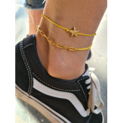 Sarı İpli Gold Zincir Kombin Halhal