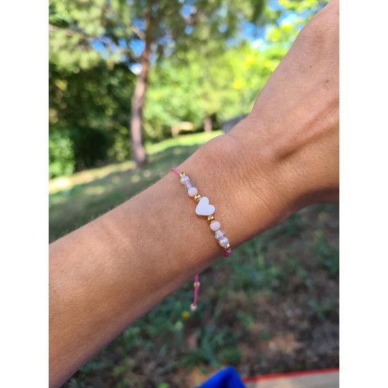 Sedef Taşlı Kalp Bileklik