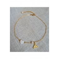 Zincir Balık Kuyruğu Sedef Kalpli Halhal 