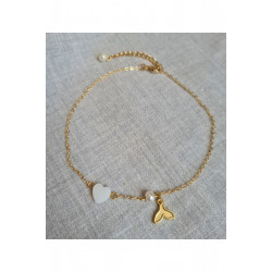 Zincir Balık Kuyruğu Sedef Kalpli Halhal 