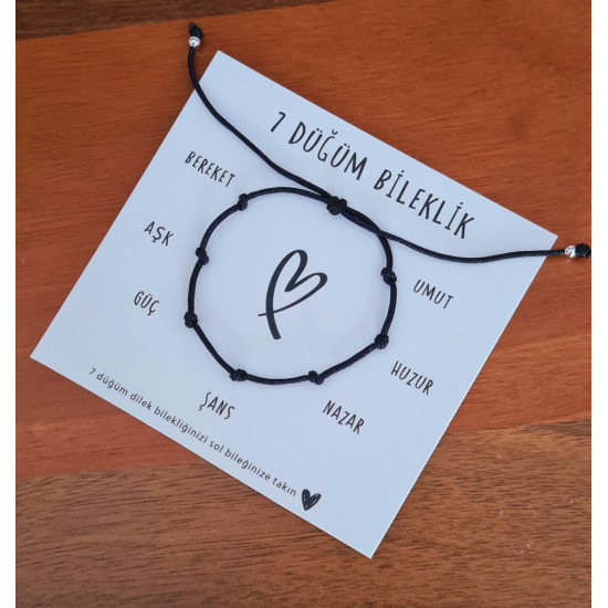 Siyah 7 Düğüm Bileklik