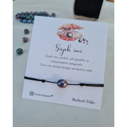 Siyah İnci Siyah İpli Şans Bilekliği