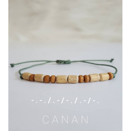 Tahta Boncuklu Mors Alfabesi Bileklik