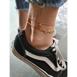 Turuncu İpli Gold Zincir Kombin Halhal