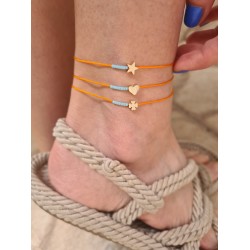 Turuncu İp Mavi Boncuk Sembol Halhal