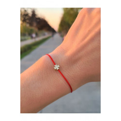 Yonca Sembol  Kırmızı İp Bileklik