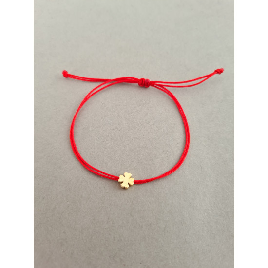 Yonca Kırmızı İp Bileklik