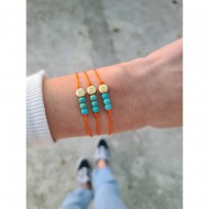 Turuncu İpli Turkuaz Taşlı Göz Bileklik