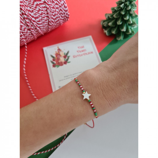 Sedef Yıldız Miyuki Kırmızı İp Bileklik