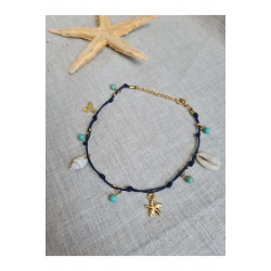 Lacivert Turkuaz Taş Çok Sembollü Halhal 