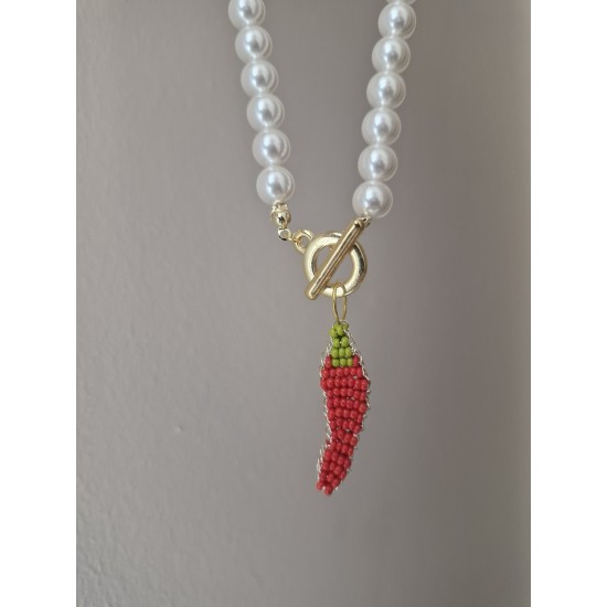 Şans Biberi Kolye İnci Detaylı