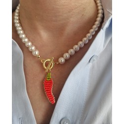 Şans Biberi Kolye İnci Detaylı