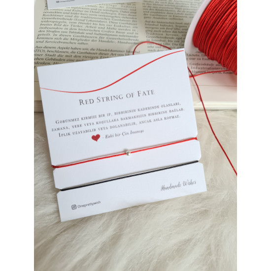 Red String Çift Bileklik Kırmızı ve Siyah İp 925 Ayar Gümüş Bileklik 2