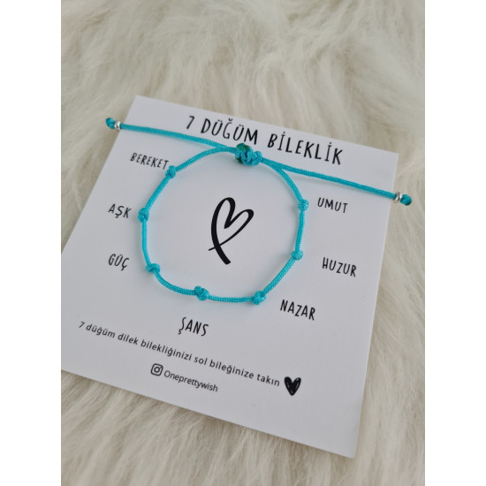 Turkuaz 7 Düğüm Bileklik