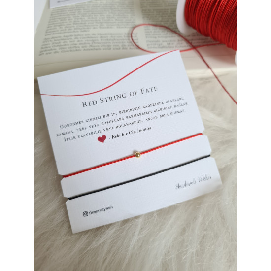 Red String Çift Bileklik Kırmızı ve Siyah İp 925 Ayar Gümüş Bileklik 2