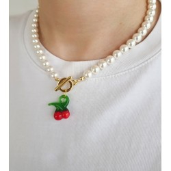 Kiraz Murano İnci Kolye