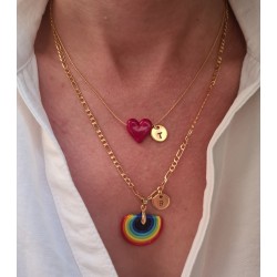 Murano Kalp Kolye ve Gökkuşağı Kolye Kombin Seti