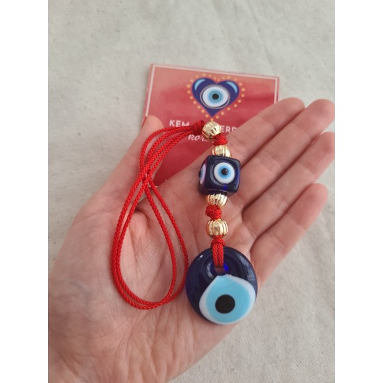 Nazar Kırmızı İpli Dikiz Aynası Araba Süsü