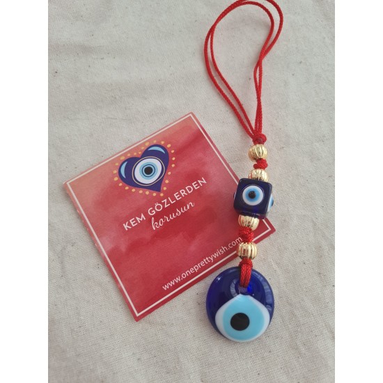 Nazar Kırmızı İpli Dikiz Aynası Araba Süsü
